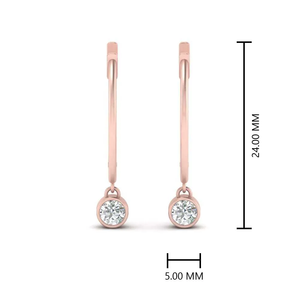 0.20 Carat Lab Diamond Bezel Delicate Round Hoops Earrings For Women 14K Gold