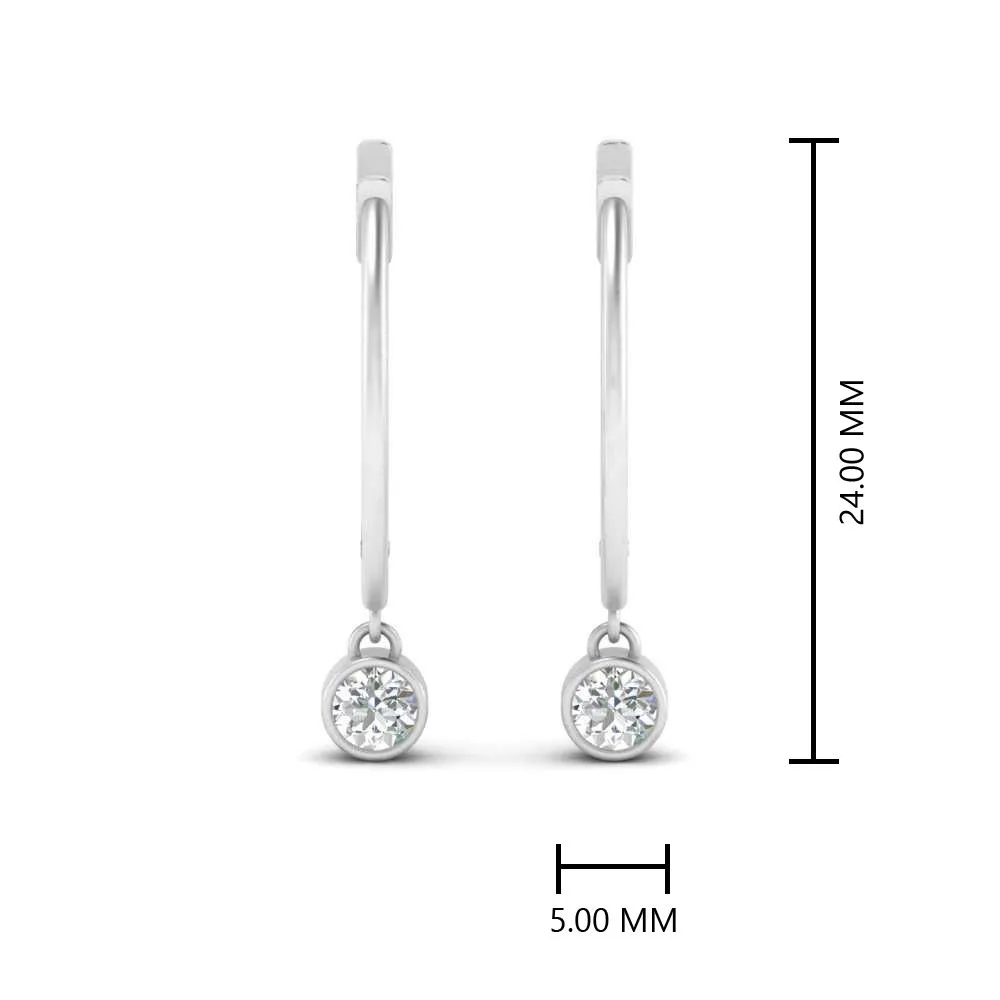 0.20 Carat Lab Diamond Bezel Delicate Round Hoops Earrings For Women 14K Gold