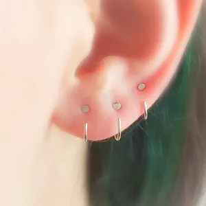 14k Gold Dot Hug Hoops