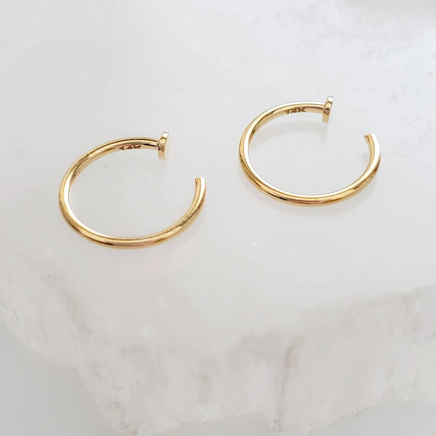 14k Gold Dot Hug Hoops