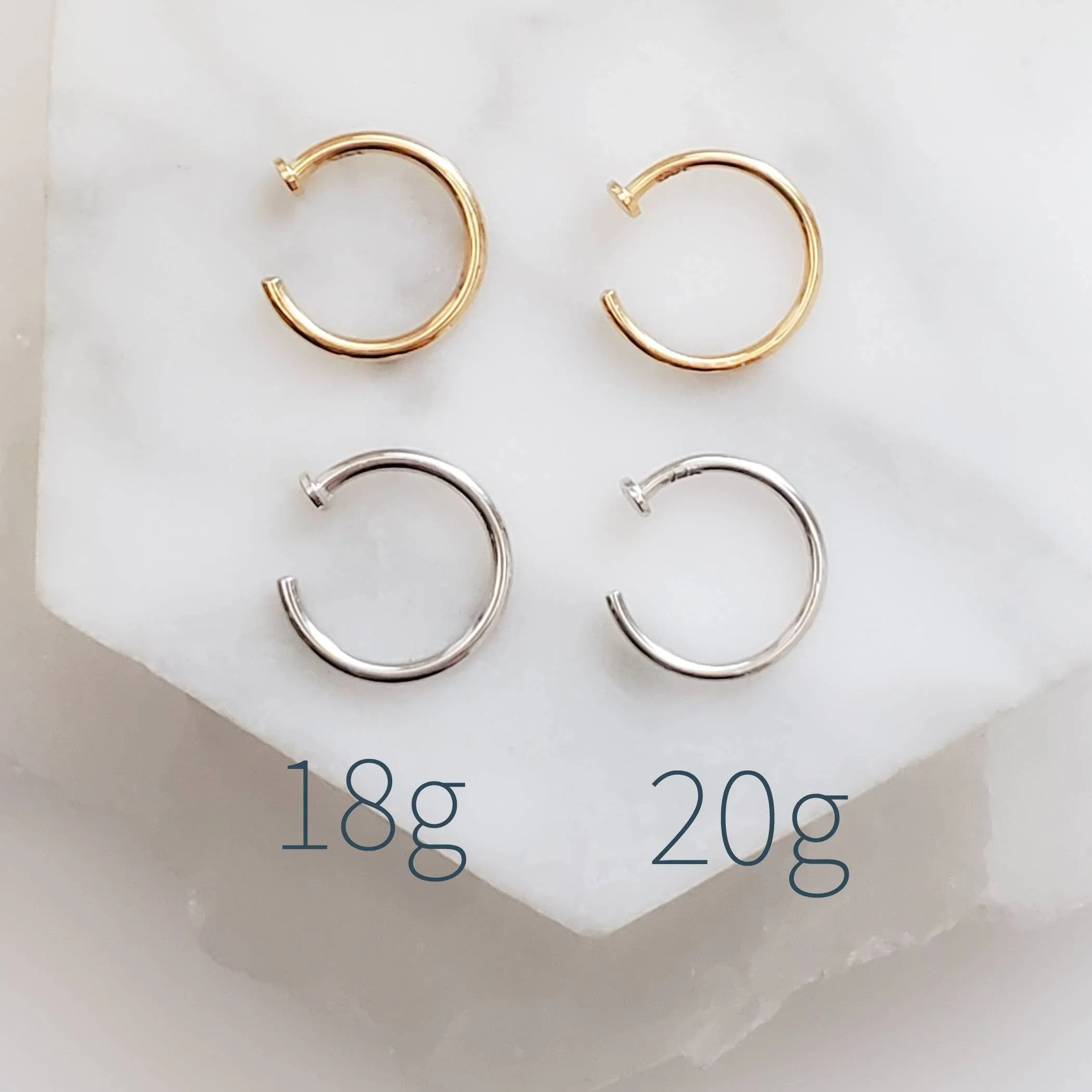 14k Gold Dot Hug Hoops