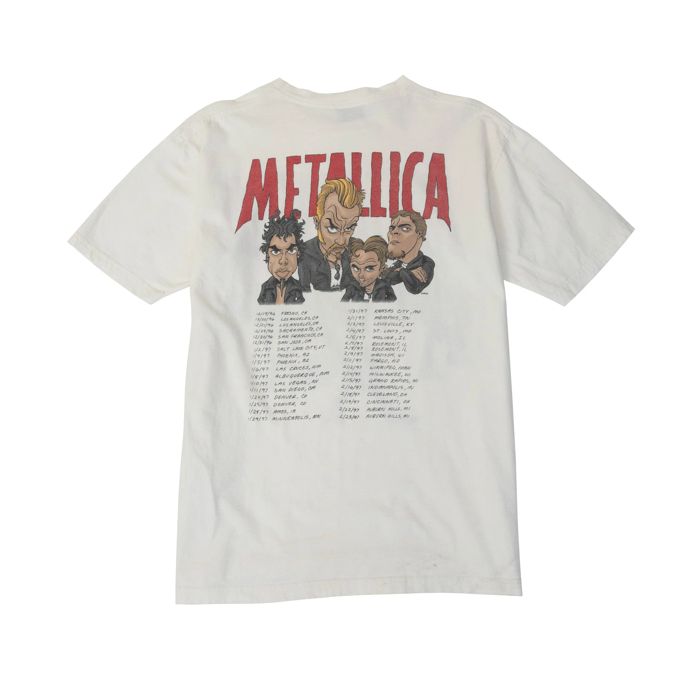 1996 Metallica Tour Dates Graphic Tee