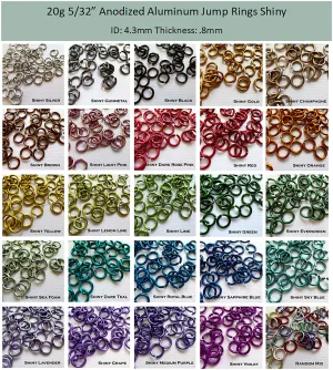 20g 5/32" Jump Rings AA SHINY (AWG) ID: 4.3mm- choose color & quantity