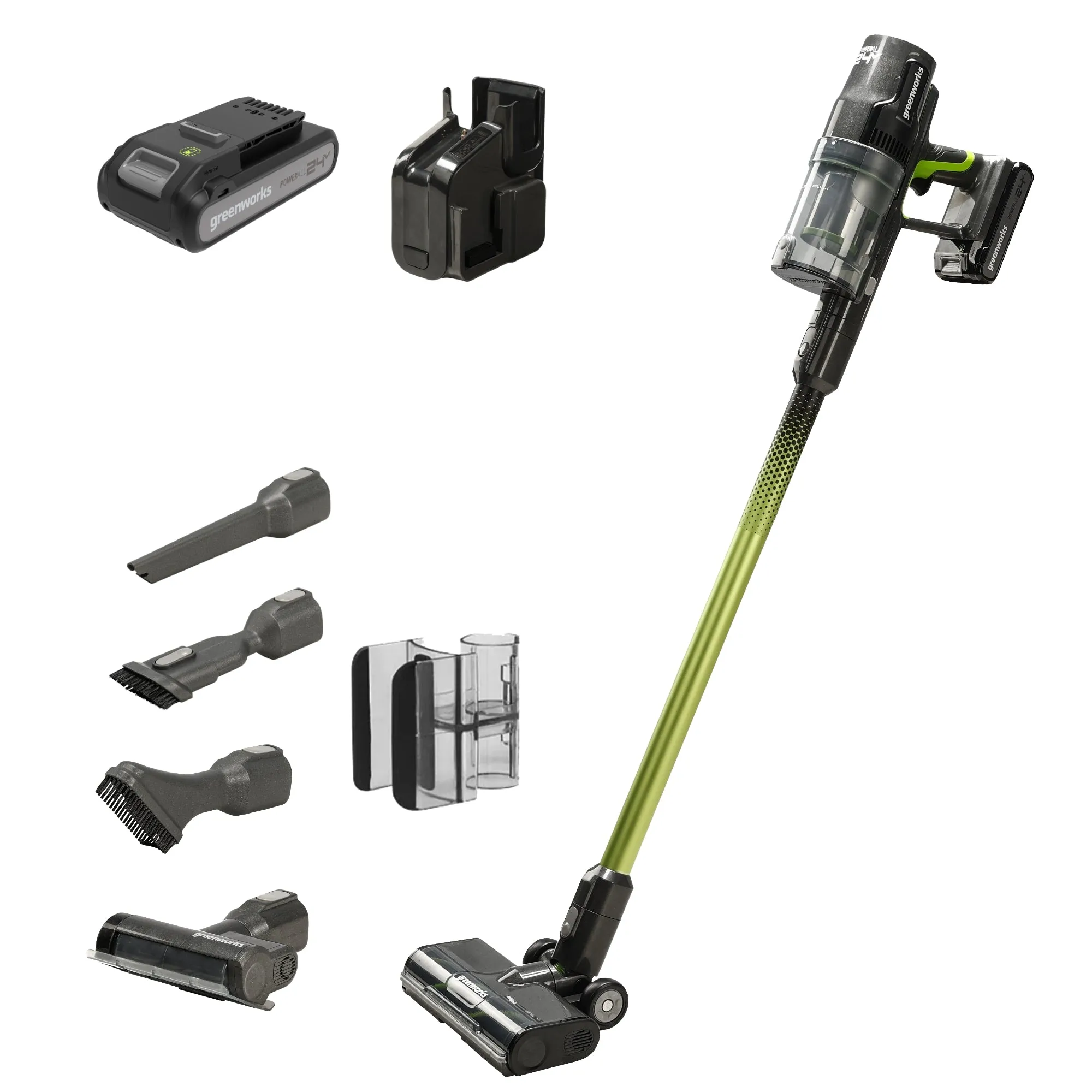 24V Cordless Battery Green Stick Vacuum w/ 4.0Ah USB-C Battery & Charger