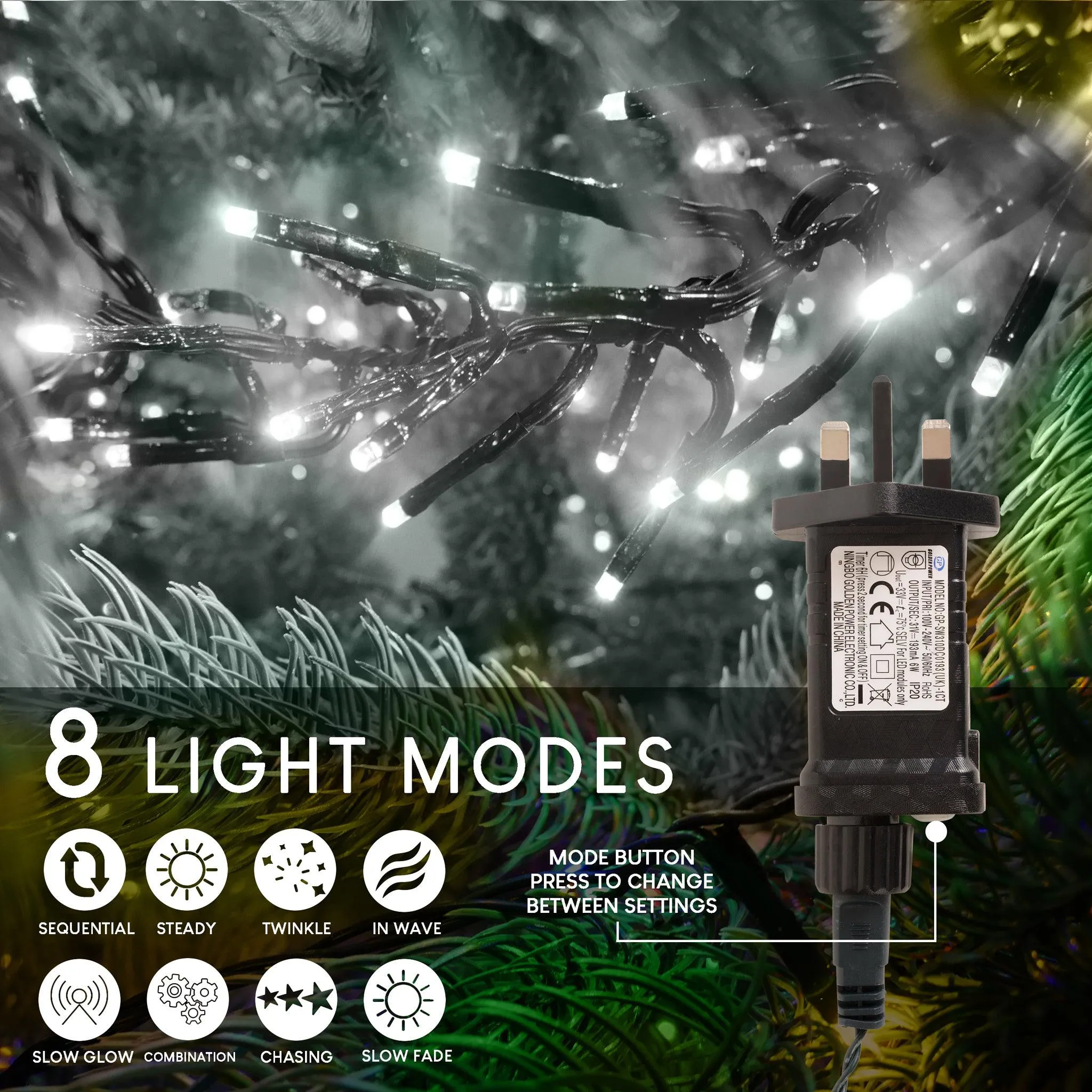 480 LED Cluster Lights Indoor/Outdoor - Cold White - 6m