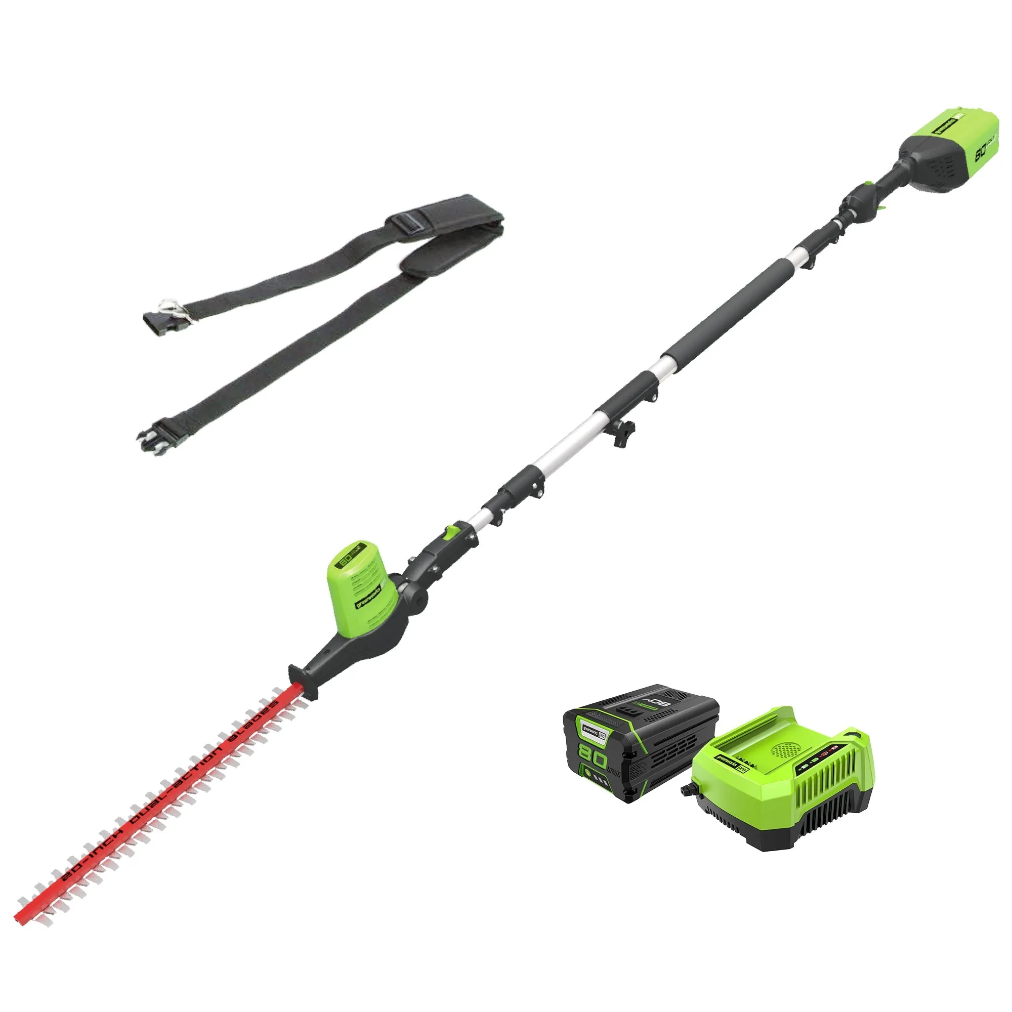 80V 20" Cordless Battery Pole Hedge Trimmer w/ 2.0Ah Battery & Charger