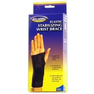Bell-Horn Elastic Stabilizing Right Wrist Brace, Small, 5-1/2" - 6-1/2" Wrist Circumference, Black