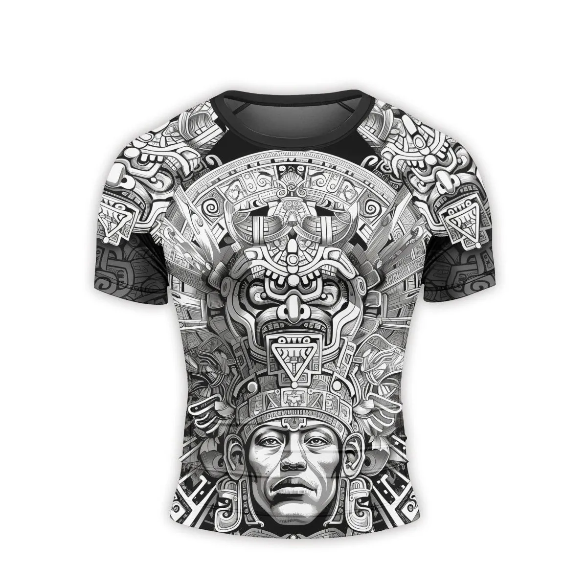 Brave Aztec Warrior Men's Short Sleeve Rash Guard