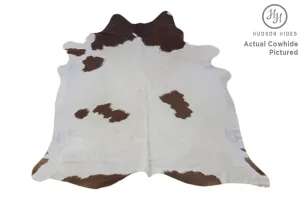 Brown and White X-Large Brazilian Cowhide Rug 7'4" H x 6'5"W #4175 by Hudson Hides