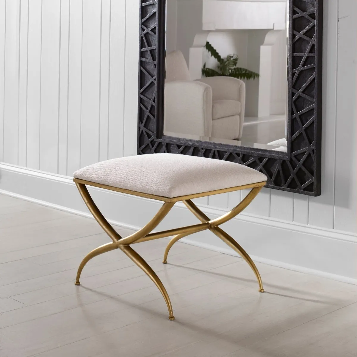 Crossing Small White Bench