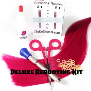 Deluxe Rerooting Starter Kit with Tools and Doll Hair for Rerooting Fashion Dolls - Doll is NOT included