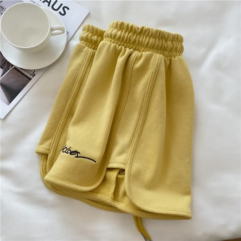 Embroidery High-Waisted Worn Outside Casual Loose Fit Sports Wide-Leg Fish Scales Shorts