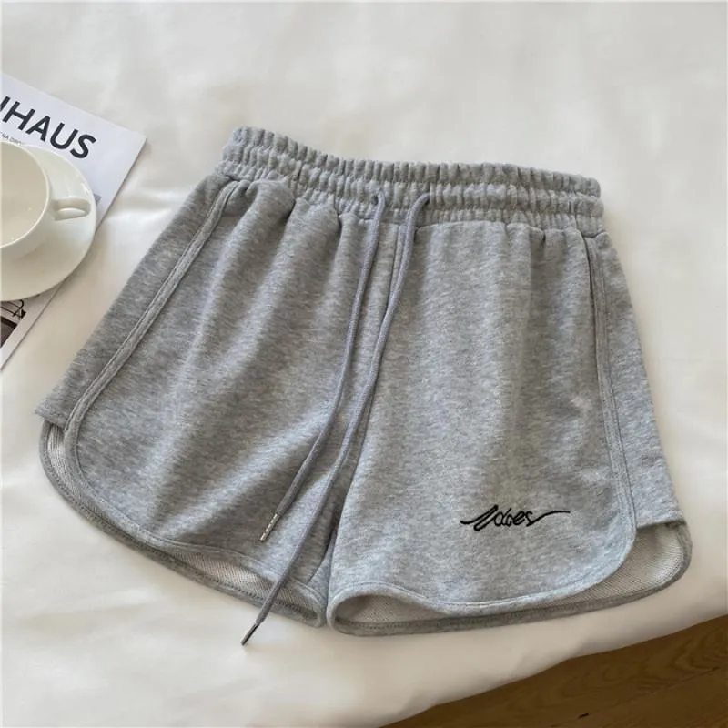 Embroidery High-Waisted Worn Outside Casual Loose Fit Sports Wide-Leg Fish Scales Shorts
