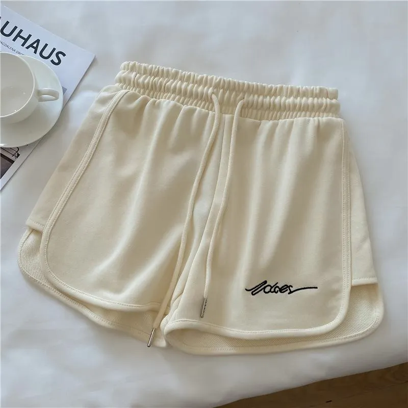 Embroidery High-Waisted Worn Outside Casual Loose Fit Sports Wide-Leg Fish Scales Shorts