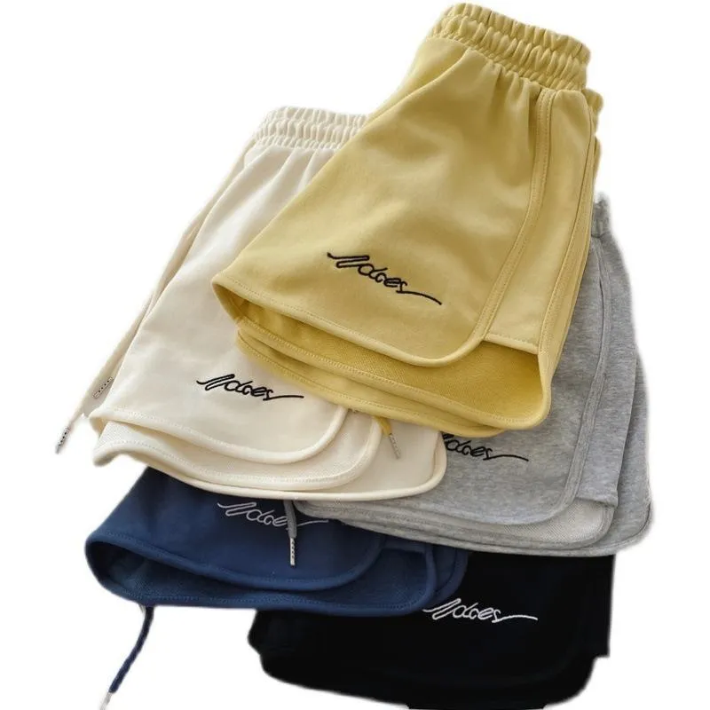 Embroidery High-Waisted Worn Outside Casual Loose Fit Sports Wide-Leg Fish Scales Shorts