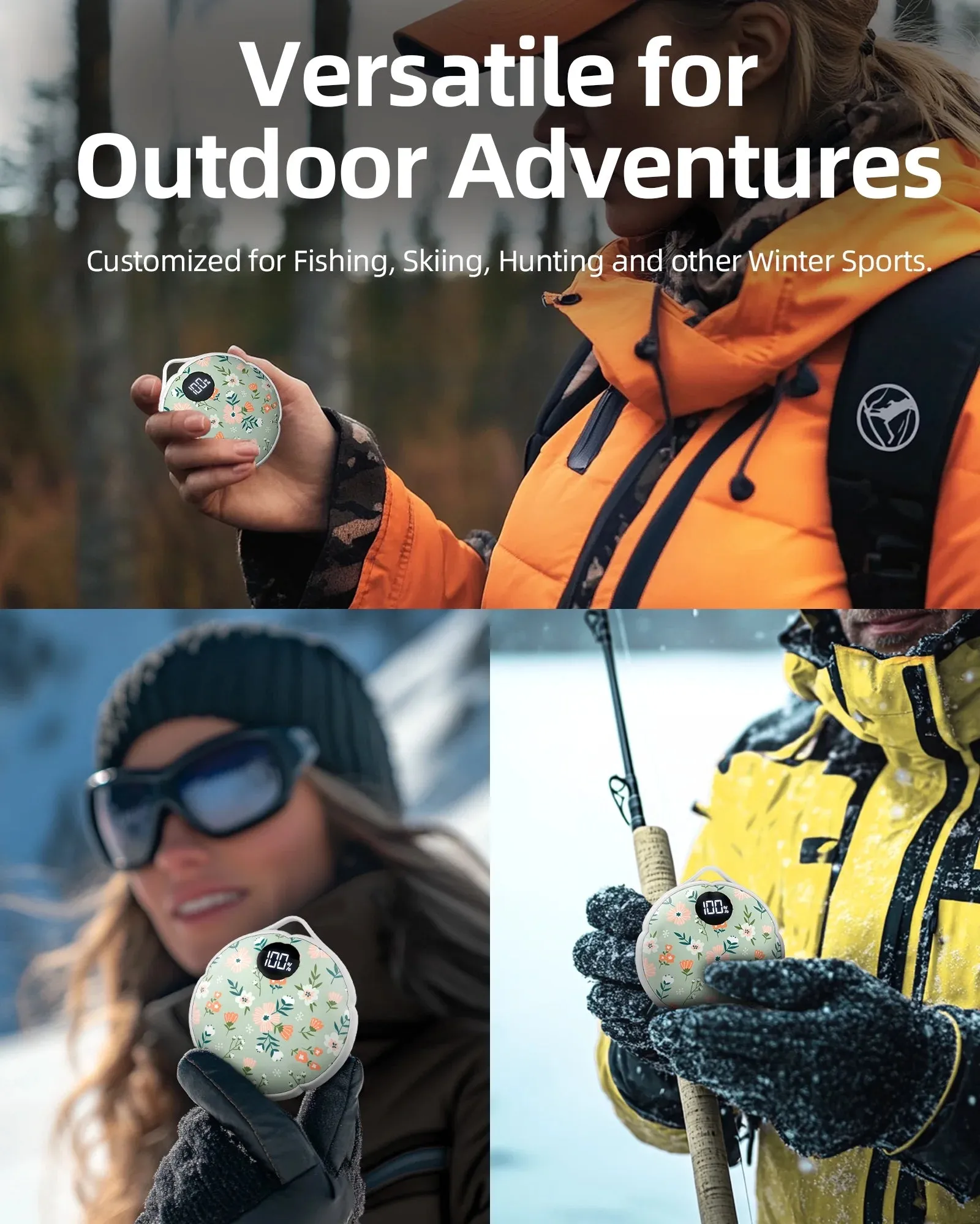 FrSara Hand Warmers Rechargeable, Hangable Electric Hand Warmer w/ 4000mAh Last 10 Hours, 3-Level Heat w/Strip, Light & Display, Gift for Outdoors Camping Hiking Skiing Raynauds & Christmas
