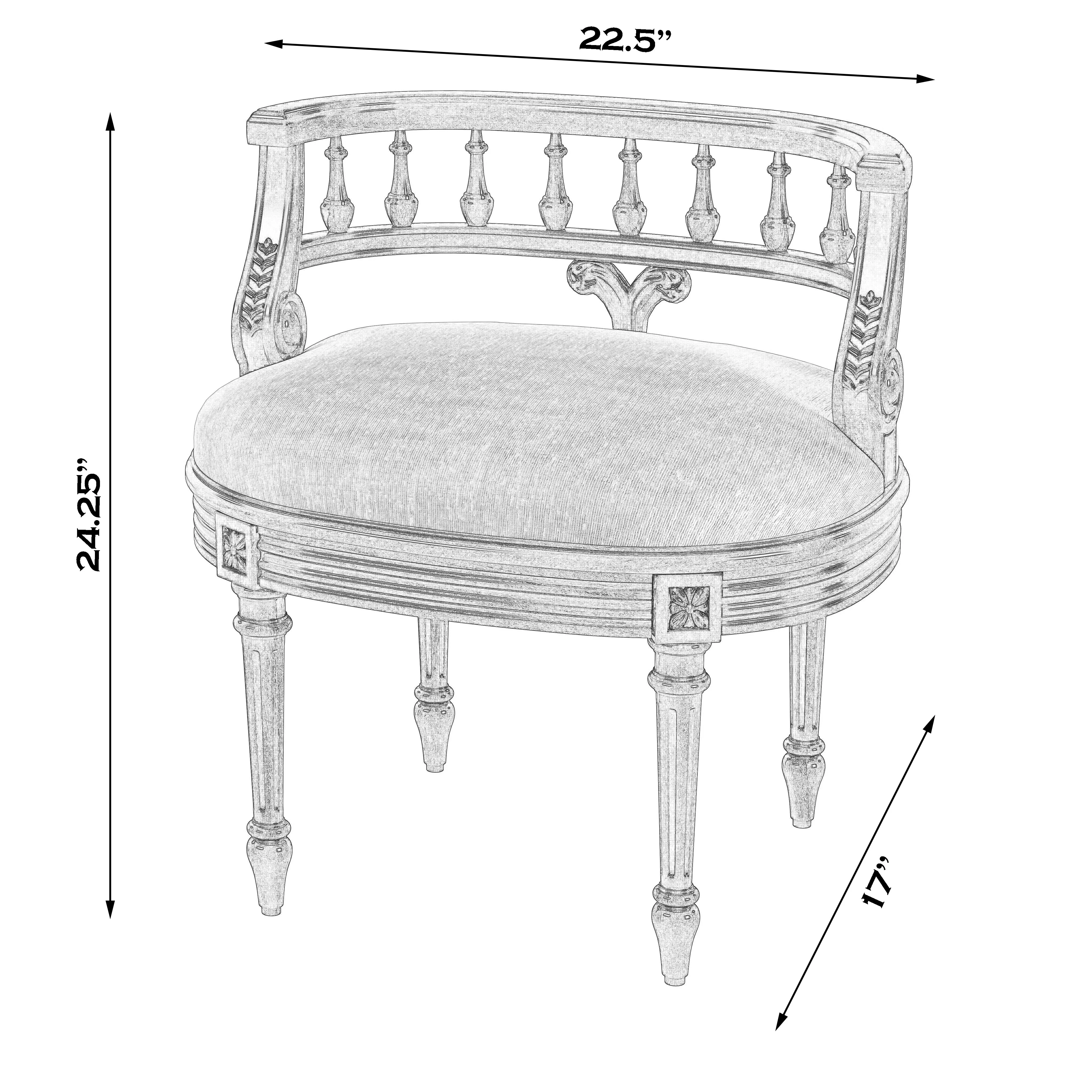 Hathaway Upholstered 22.5"W Vanity Seat in Dark Brown  1218024