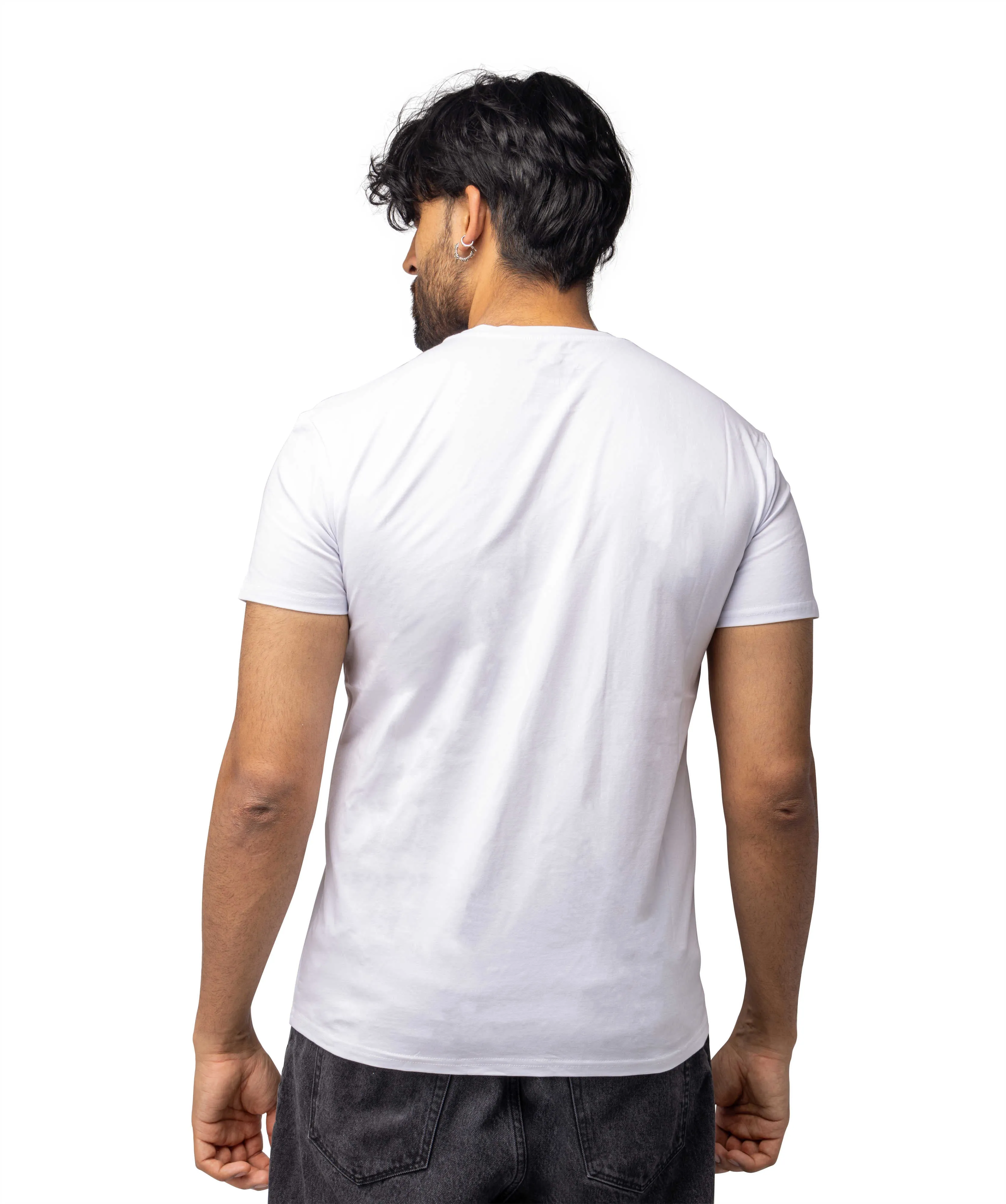 Heads or Tails Men's Slim Fit Crewneck Rhinestone Studded Graphic Printed T-Shirt Stone Tee Lion Crawl