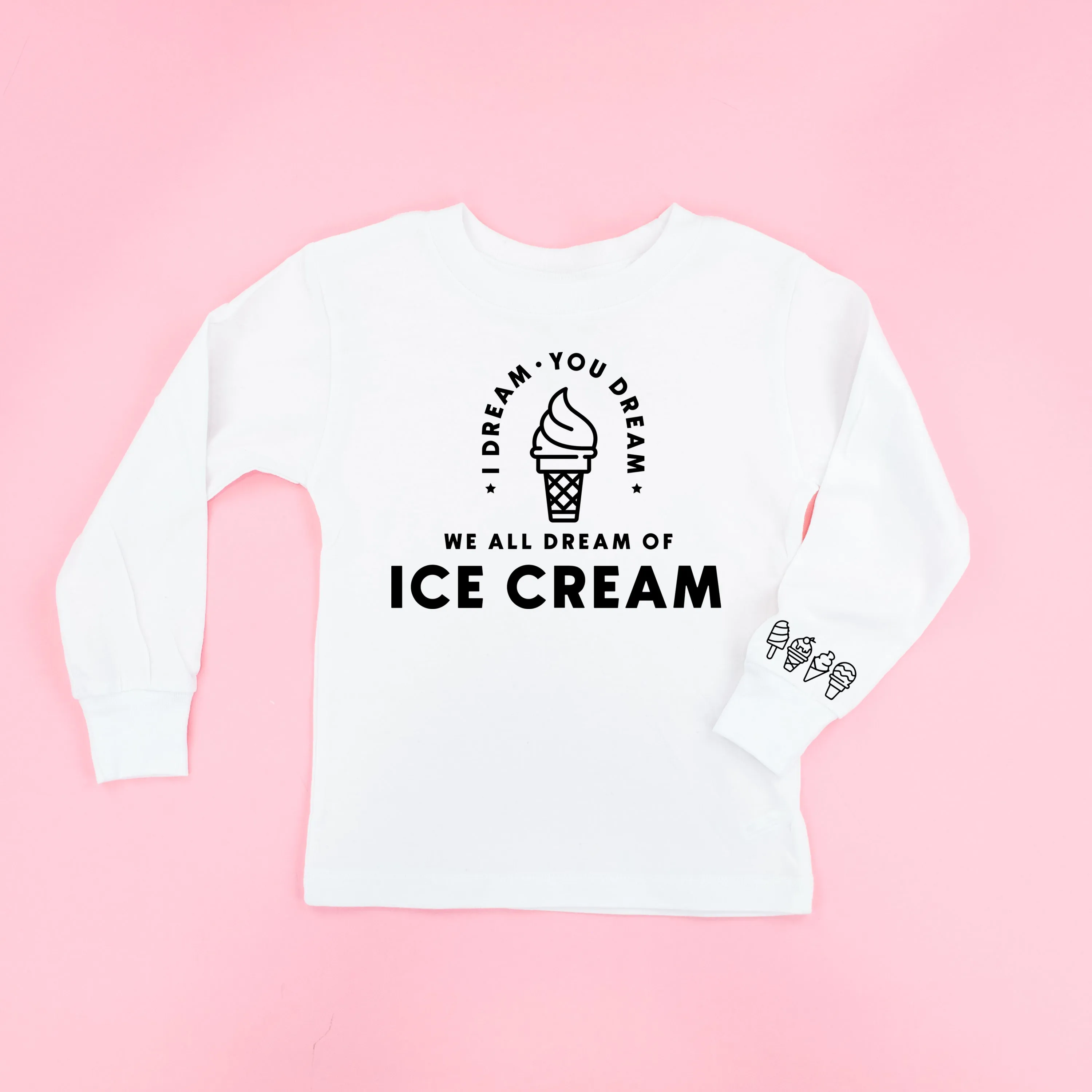 I DREAM OF ICE CREAM - Ice Cream Wrist Detail - Long Sleeve Child Shirt