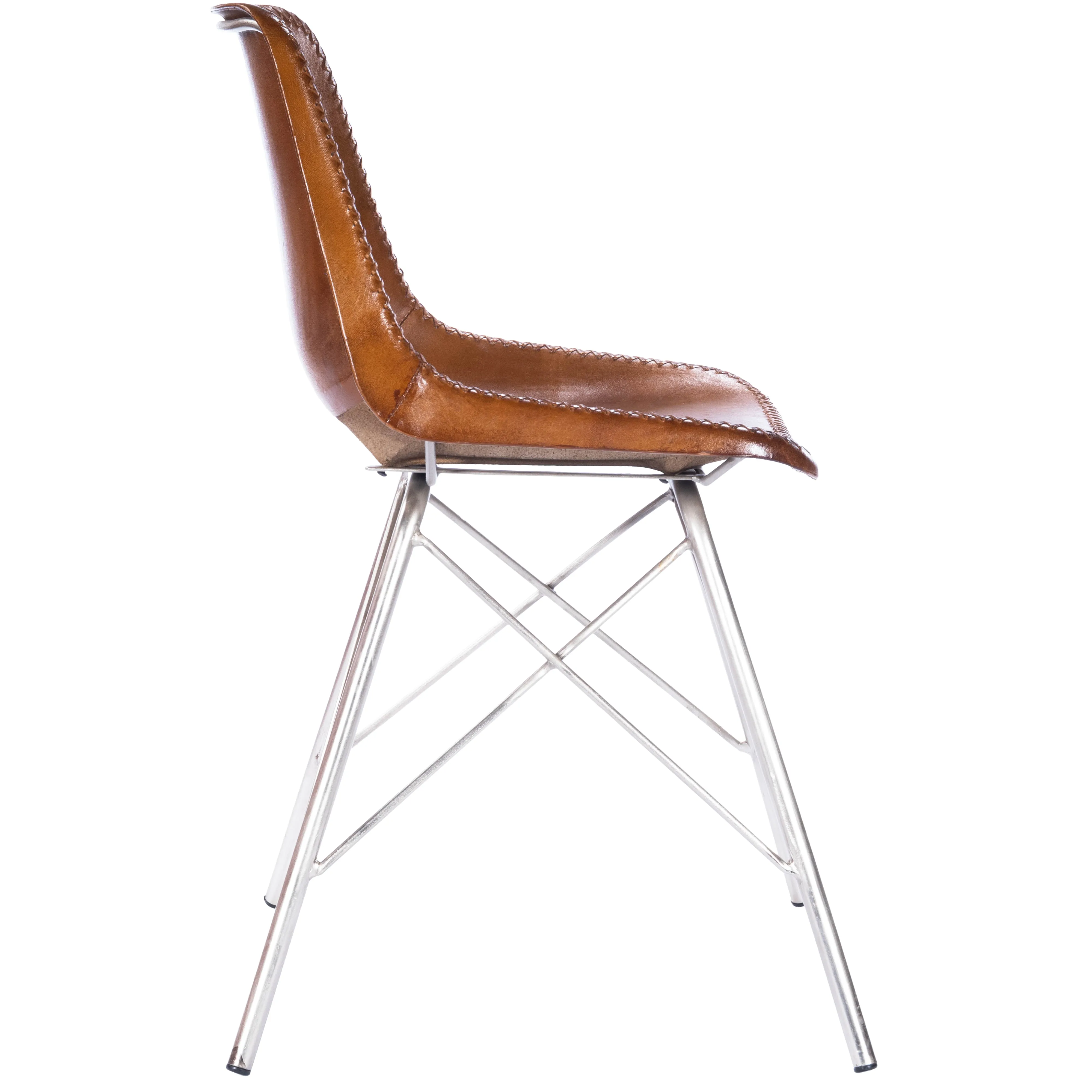 Inland Light Leather Side Chair in Medium Brown  3673220