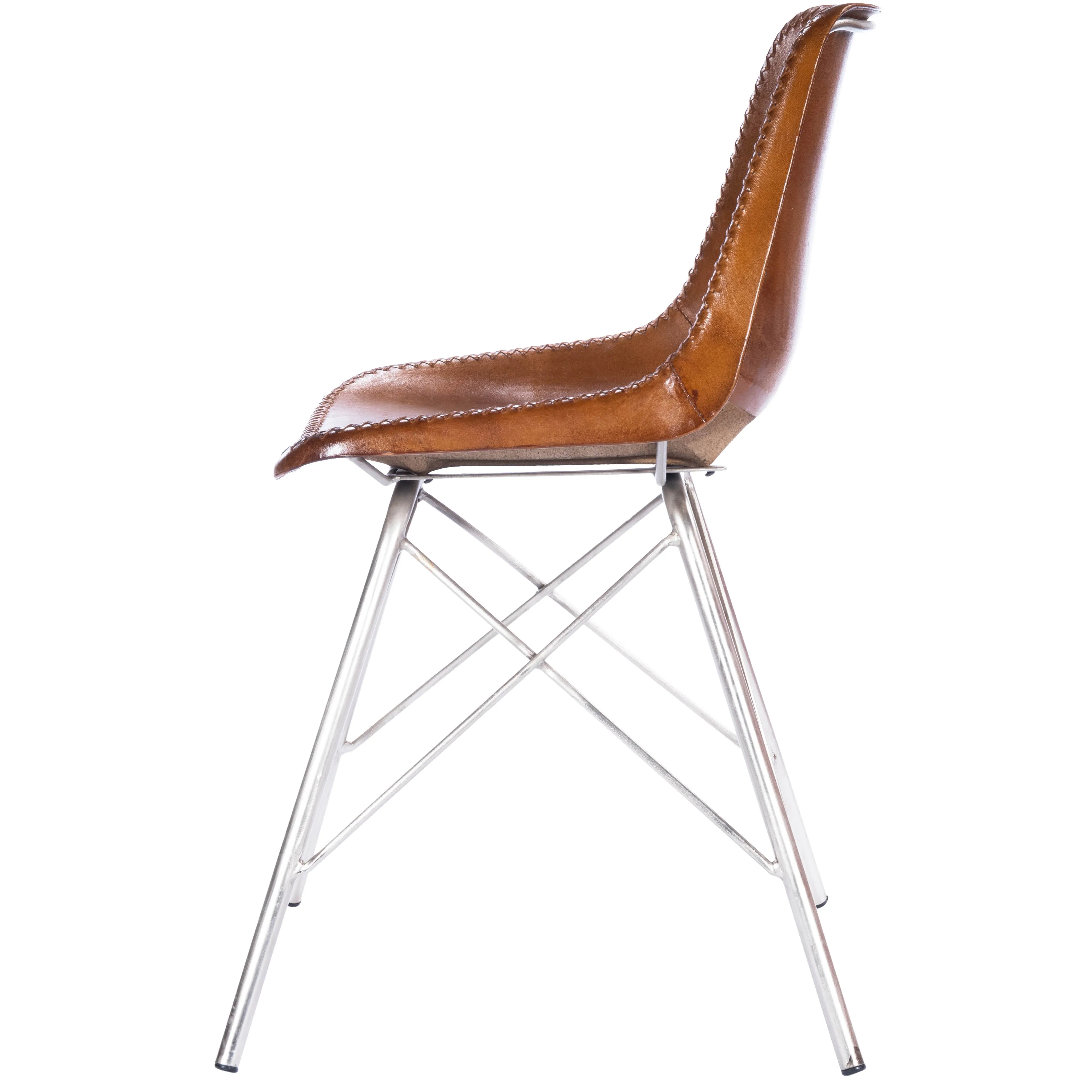Inland Light Leather Side Chair in Medium Brown  3673220