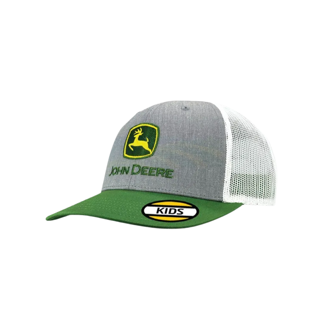 John Deere Kid's Mesh Trucker Green Grey White Cap