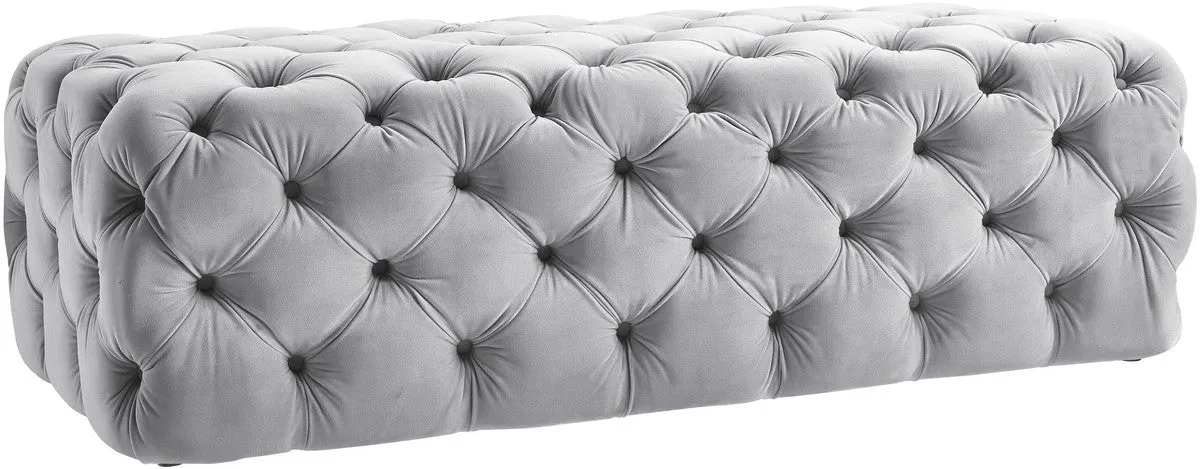 KAYLEE JUMBO GREY VELVET OTTOMAN