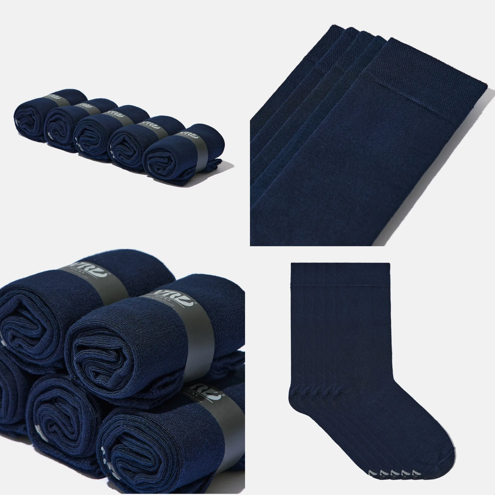 Men's Bamboo Dress Socks • Solid Pack of 1/3/5 Pairs • Blue Navy