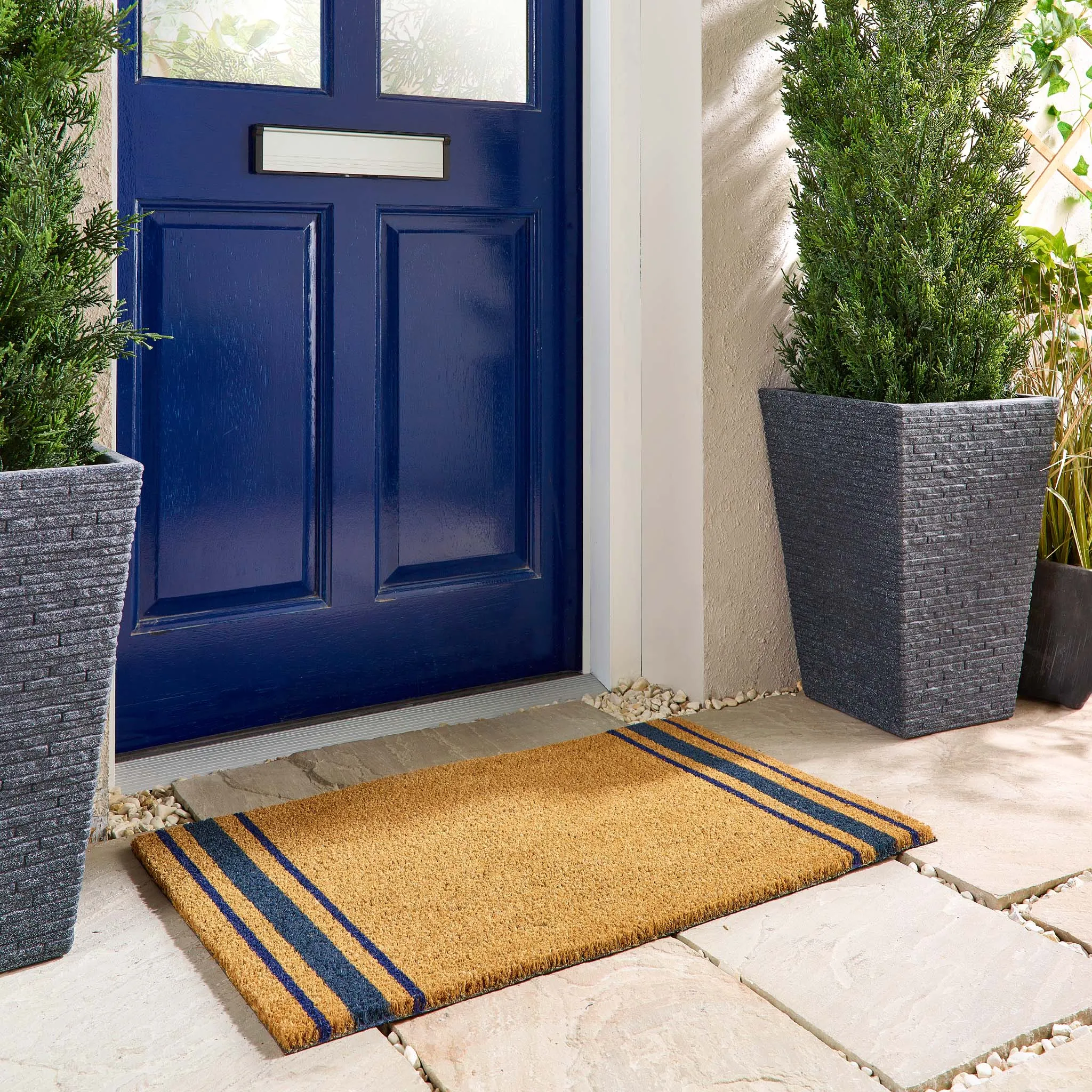 Navy Border Stripe Coir