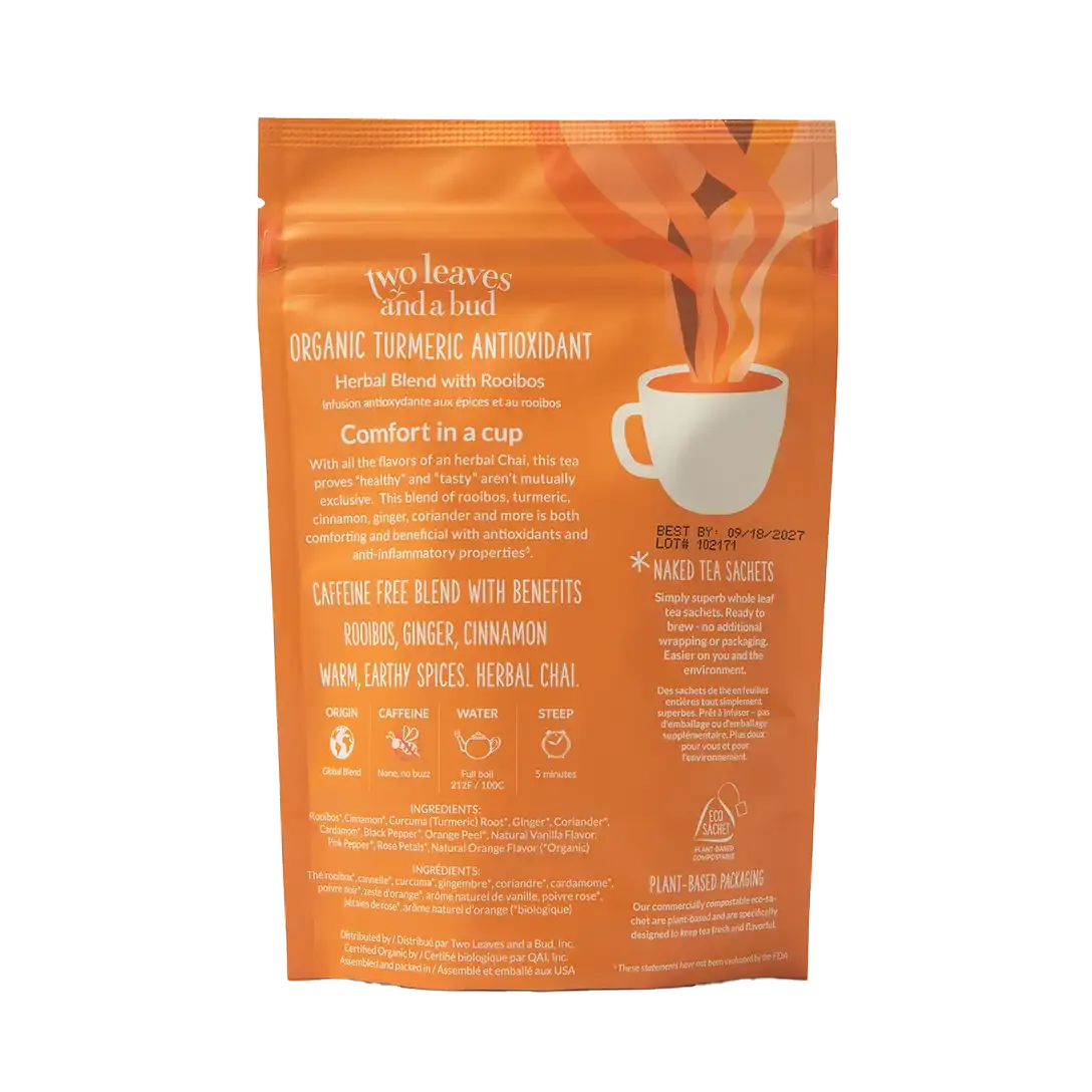 Organic Turmeric Antioxidant Tea - 15 Naked Tea Sachets