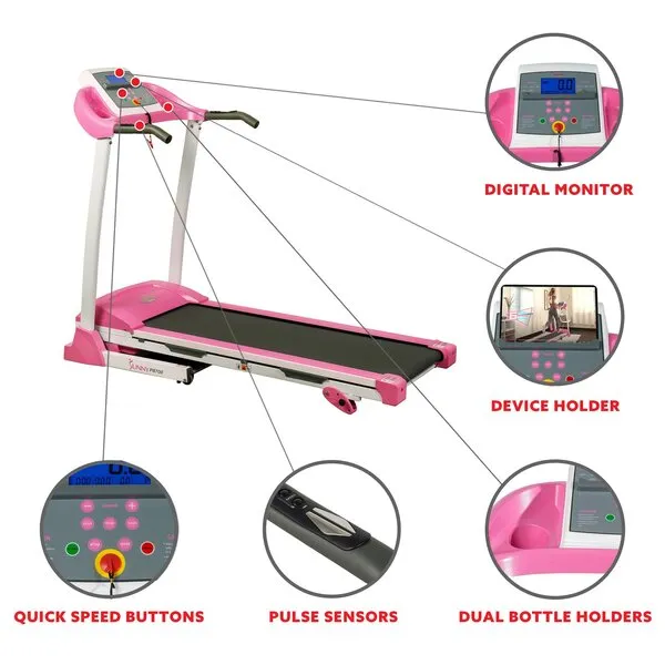 Pink Treadmill (P8700) with Manual Incline and LCD Display