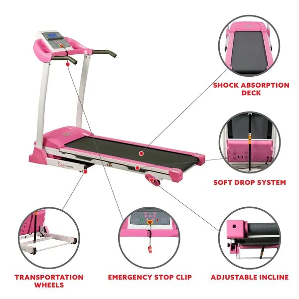 Pink Treadmill (P8700) with Manual Incline and LCD Display