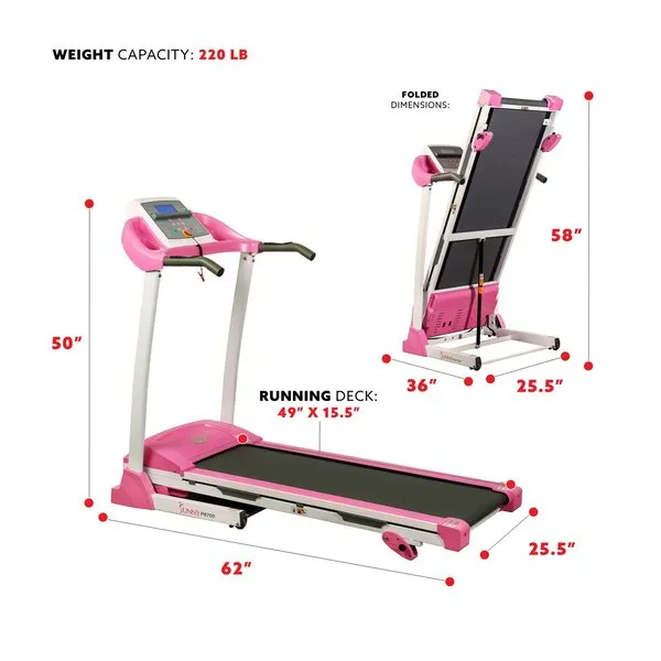 Pink Treadmill (P8700) with Manual Incline and LCD Display