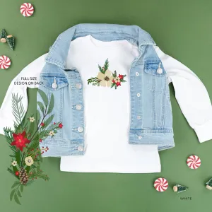 Poinsettia & Winter Flower Cascade (centered & b) - Child LONG SLEEVE Tee