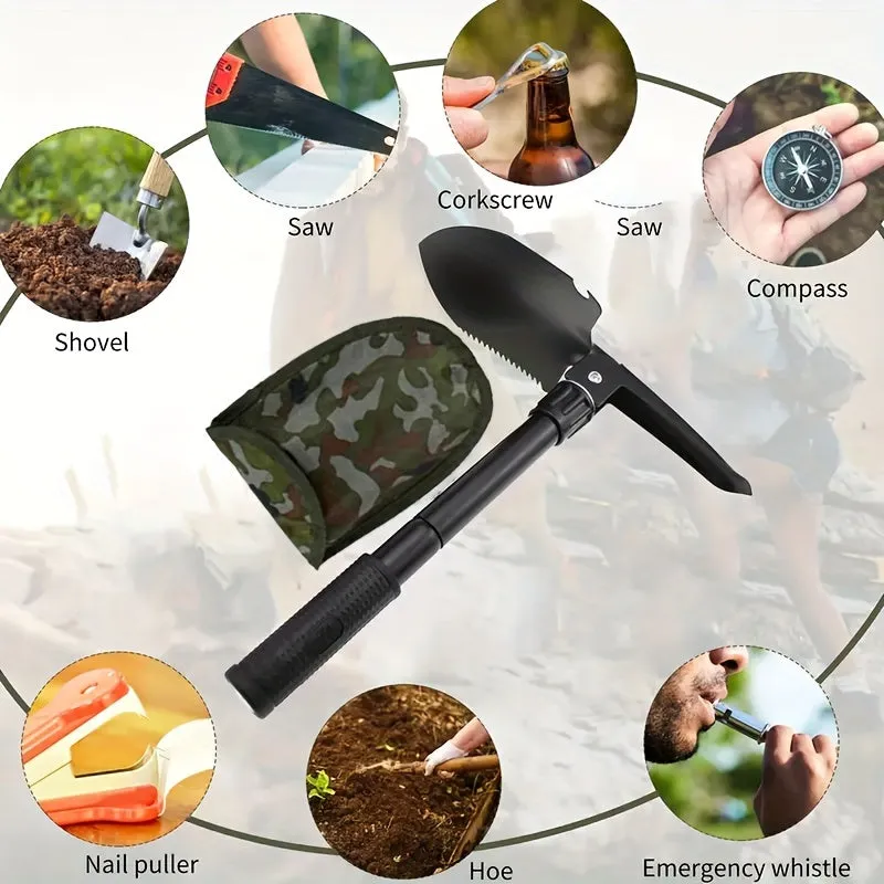 Portable 4in1 Folding Shovel Ideal for Outdoor Adventures