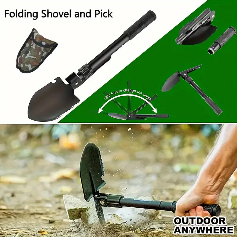 Portable 4in1 Folding Shovel Ideal for Outdoor Adventures