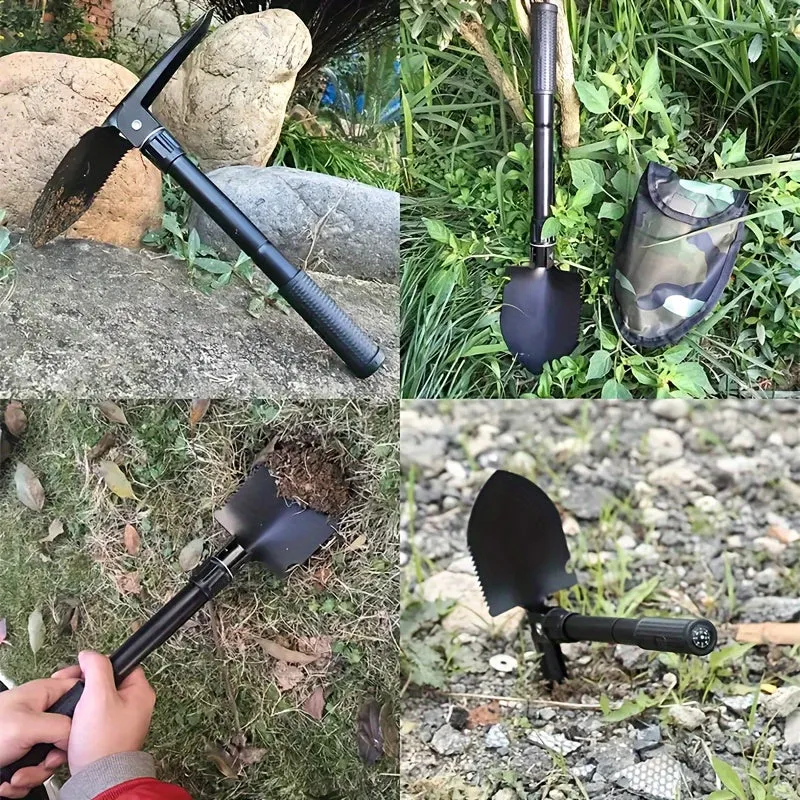 Portable 4in1 Folding Shovel Ideal for Outdoor Adventures