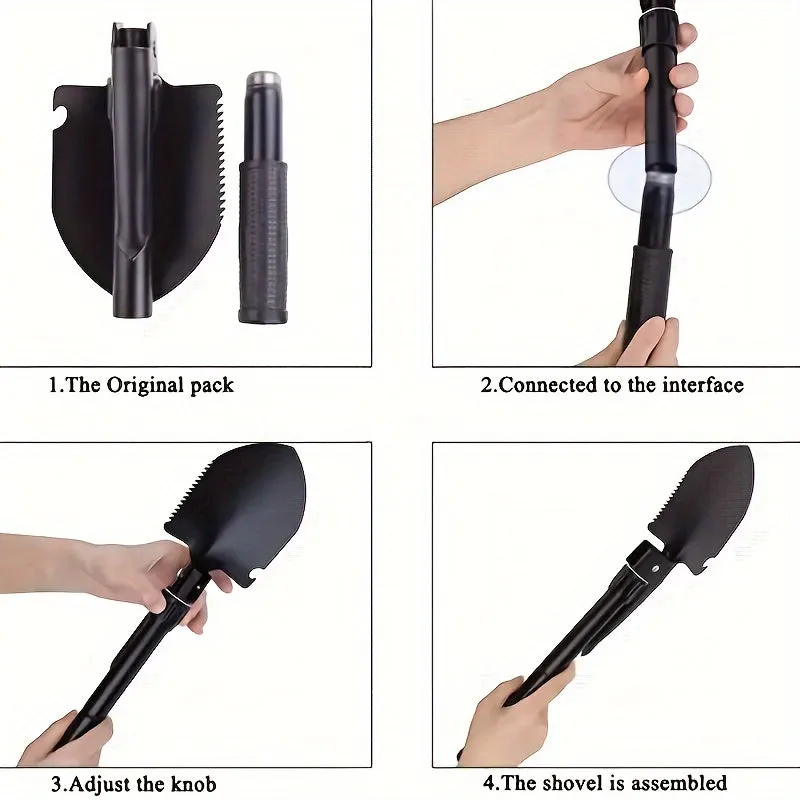 Portable 4in1 Folding Shovel Ideal for Outdoor Adventures