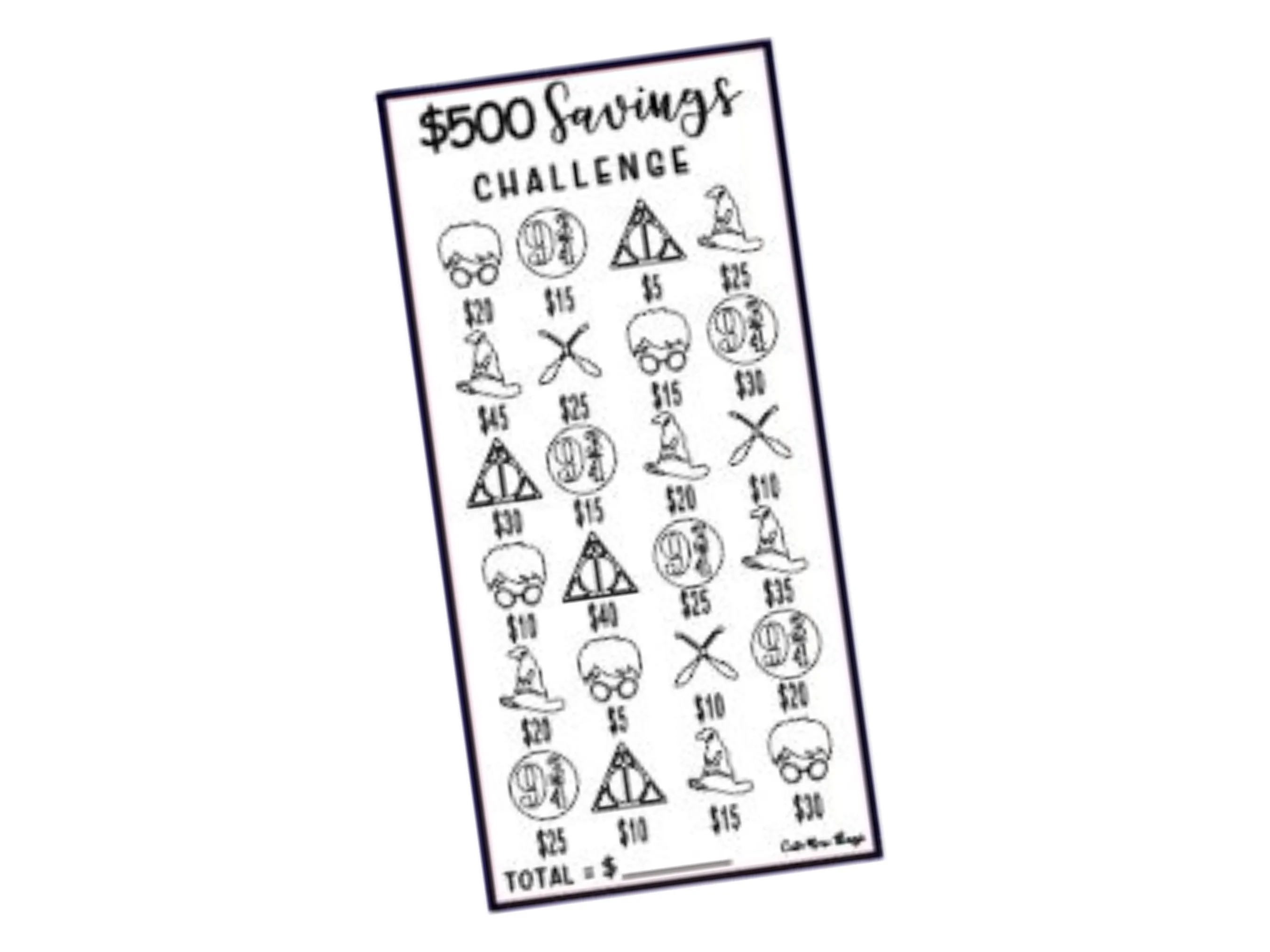 Savings Insert or Cash Envelope | Harry Potter | 500 Savings Challenge