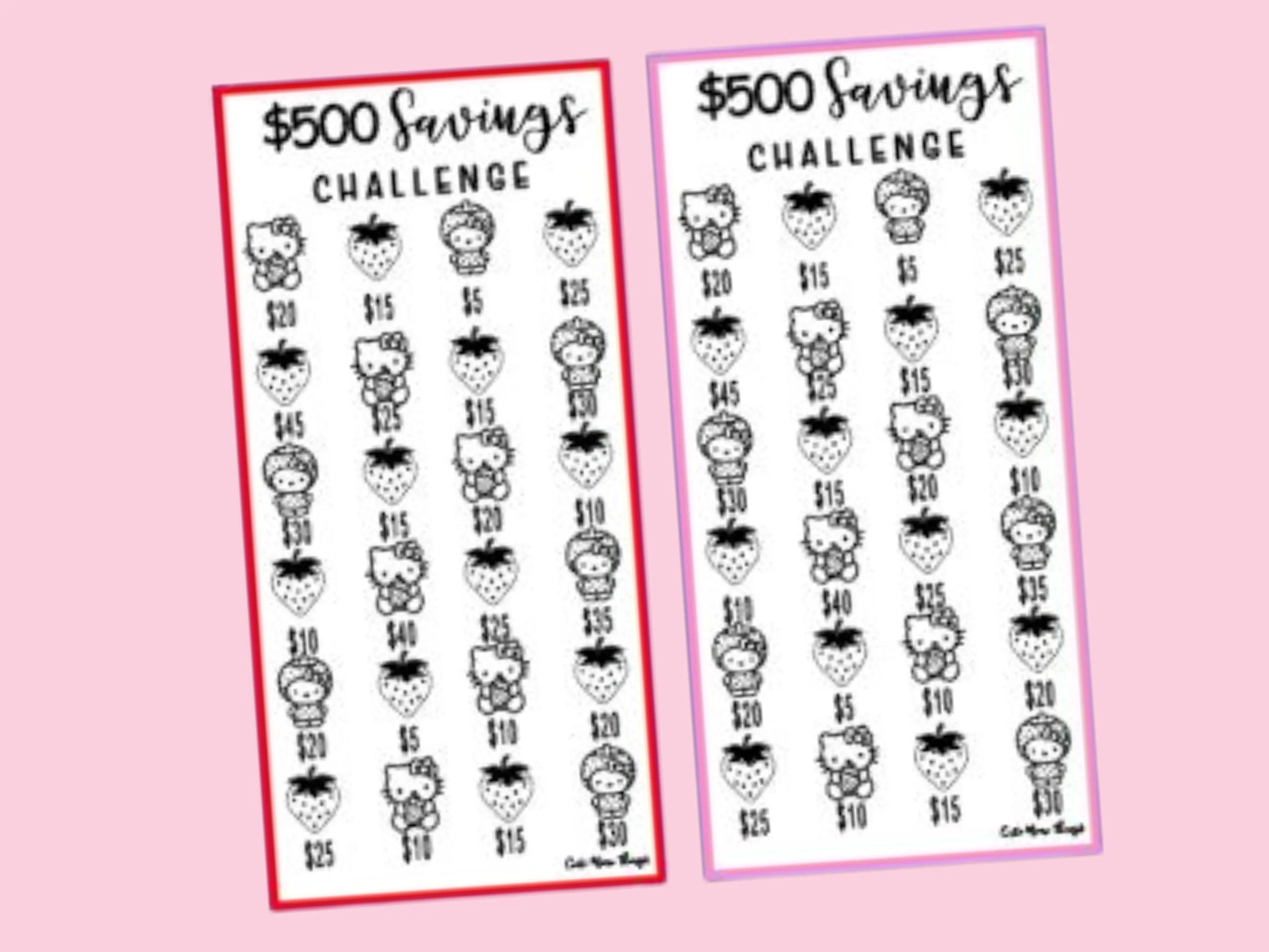Savings Insert or Cash Envelope | HK Strawberry Pop |500 Savings