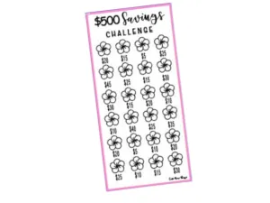 Savings Insert or Cash Envelope | Plumeria | 500 Savings Challenge