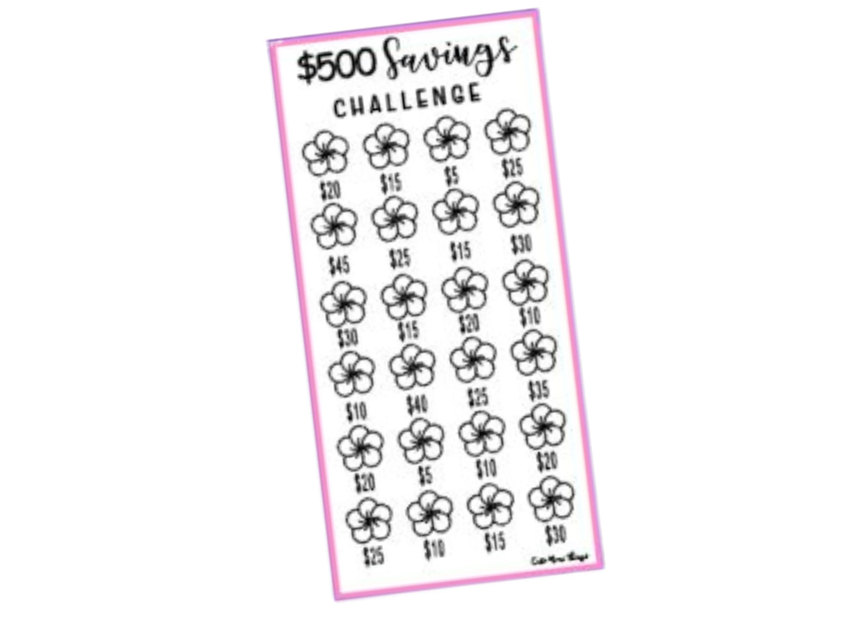 Savings Insert or Cash Envelope | Plumeria | 500 Savings Challenge