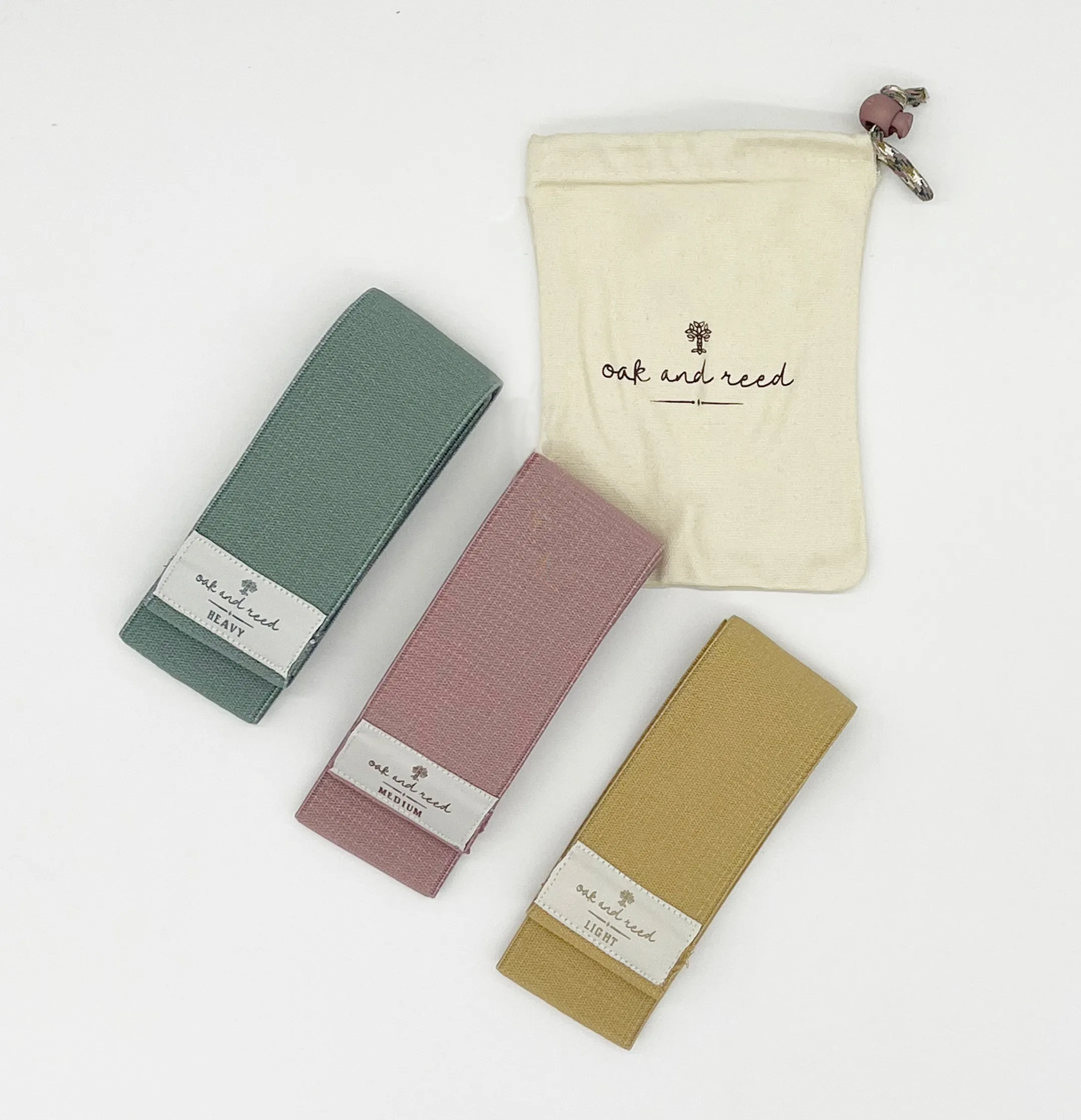 Set of 3 Fabric Power Loops with Drawstring Canvas Pouch