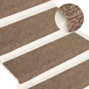 Stair Mats 15 pcs Needle Punch 65x21x4 cm Cream