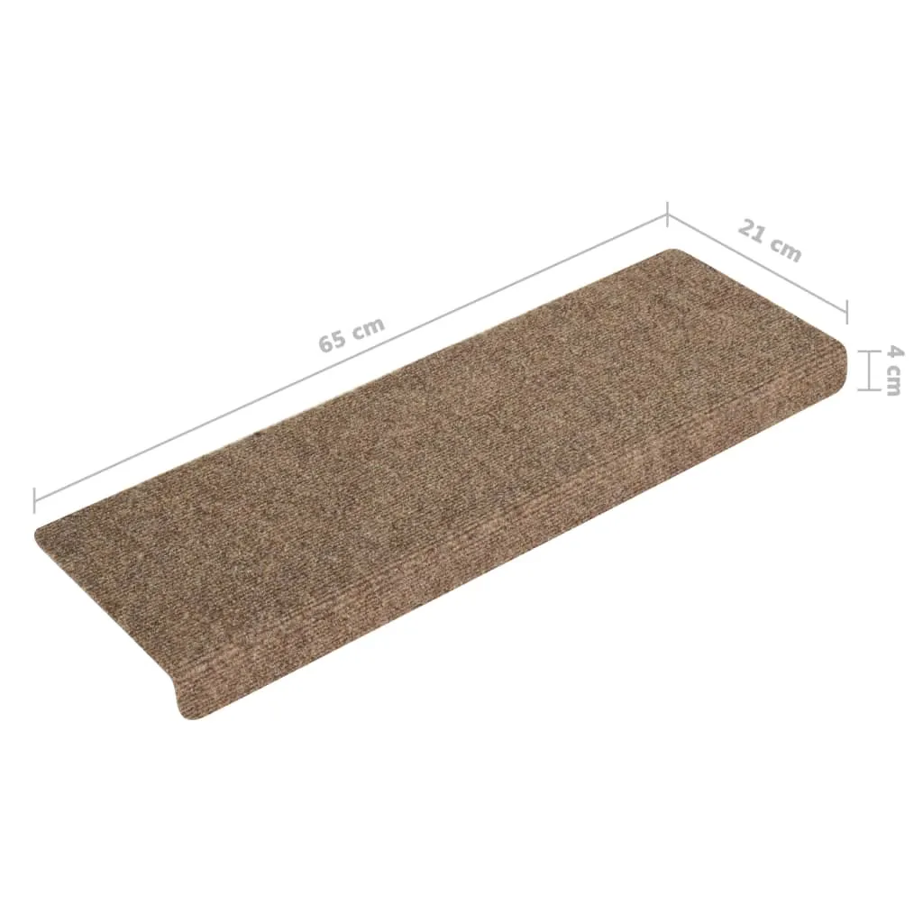 Stair Mats 15 pcs Needle Punch 65x21x4 cm Cream