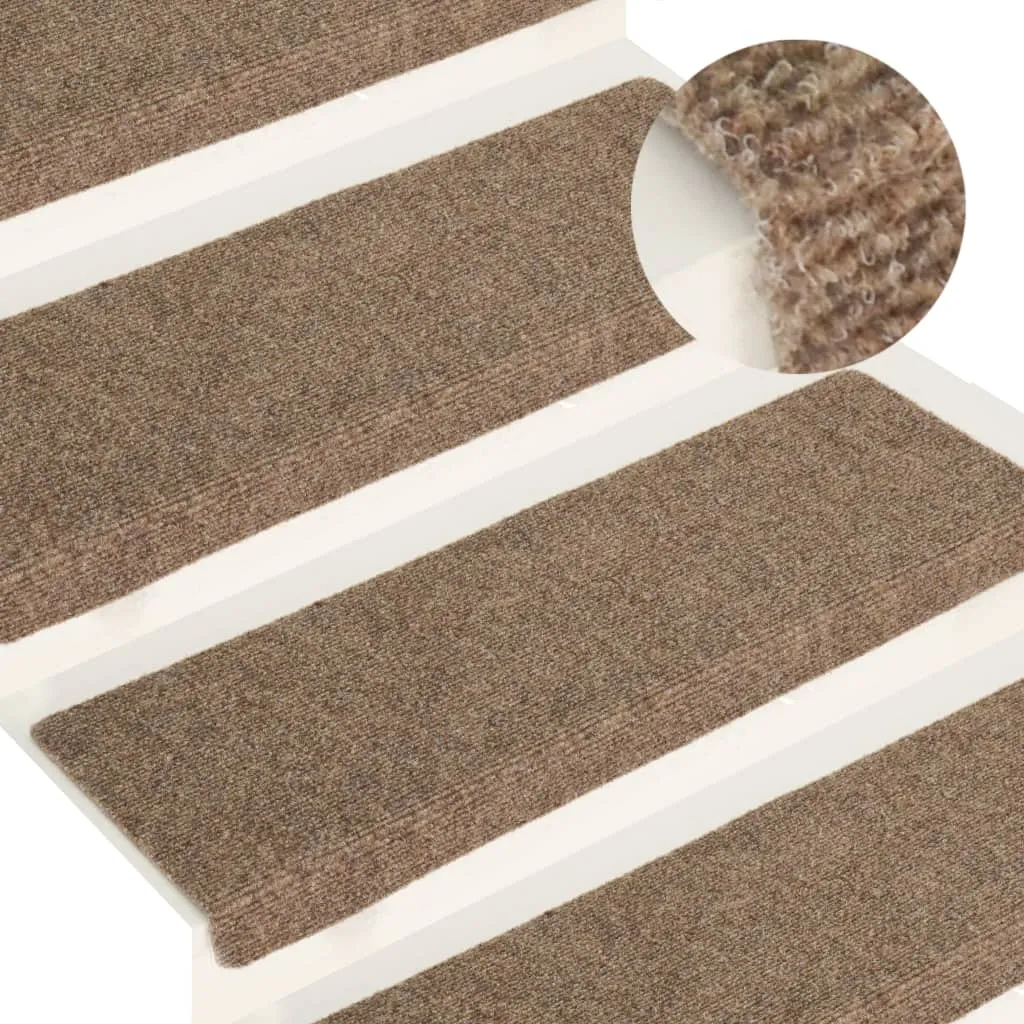Stair Mats 15 pcs Needle Punch 65x21x4 cm Cream