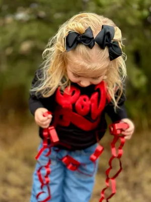 Texas True Threads Love in Metallic Red Puff on Youth Sweatshirt