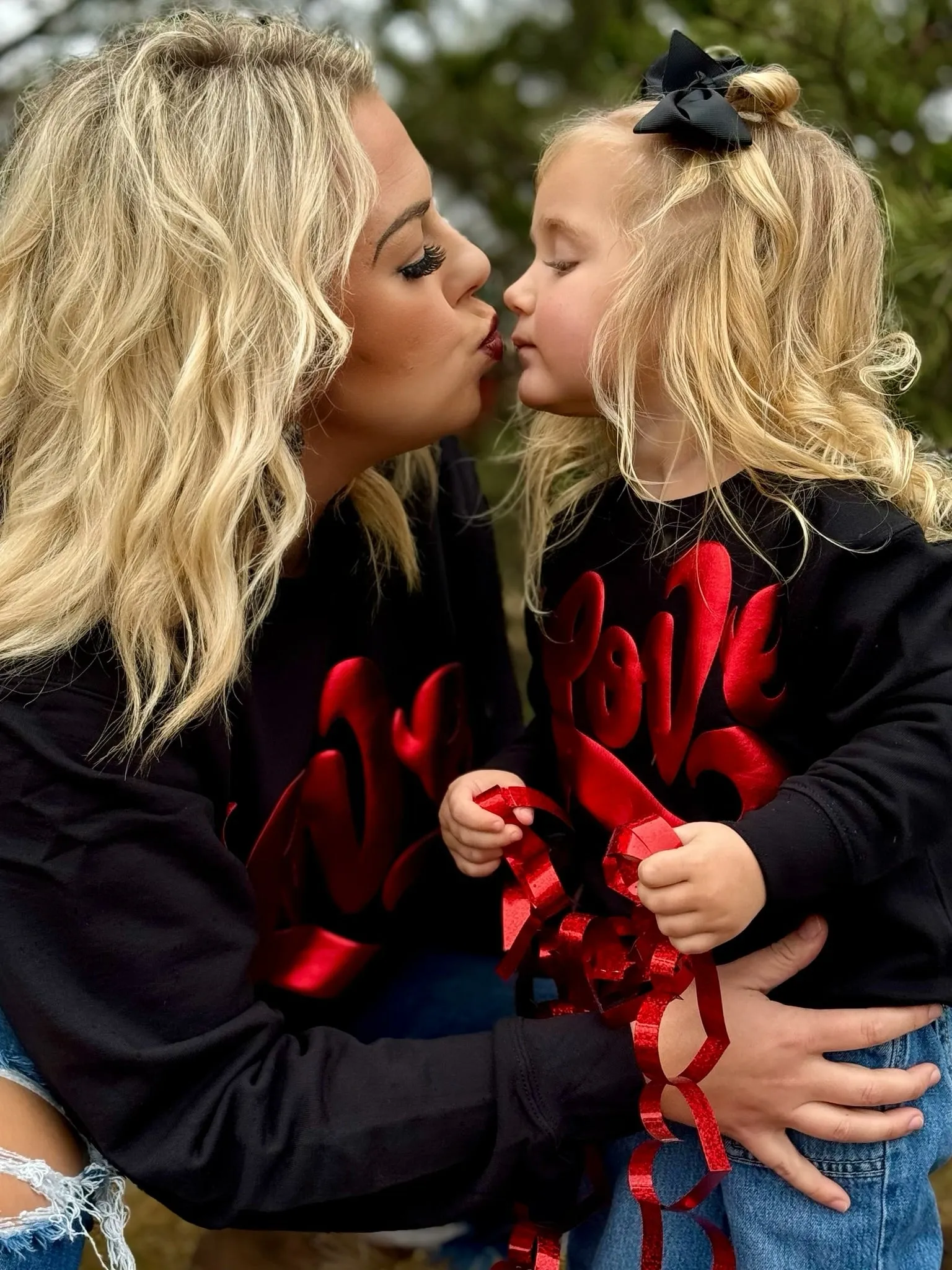 Texas True Threads Love in Metallic Red Puff on Youth Sweatshirt