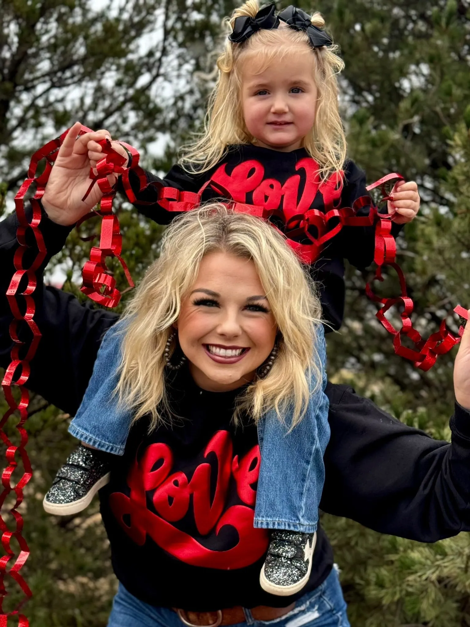 Texas True Threads Love in Metallic Red Puff on Youth Sweatshirt