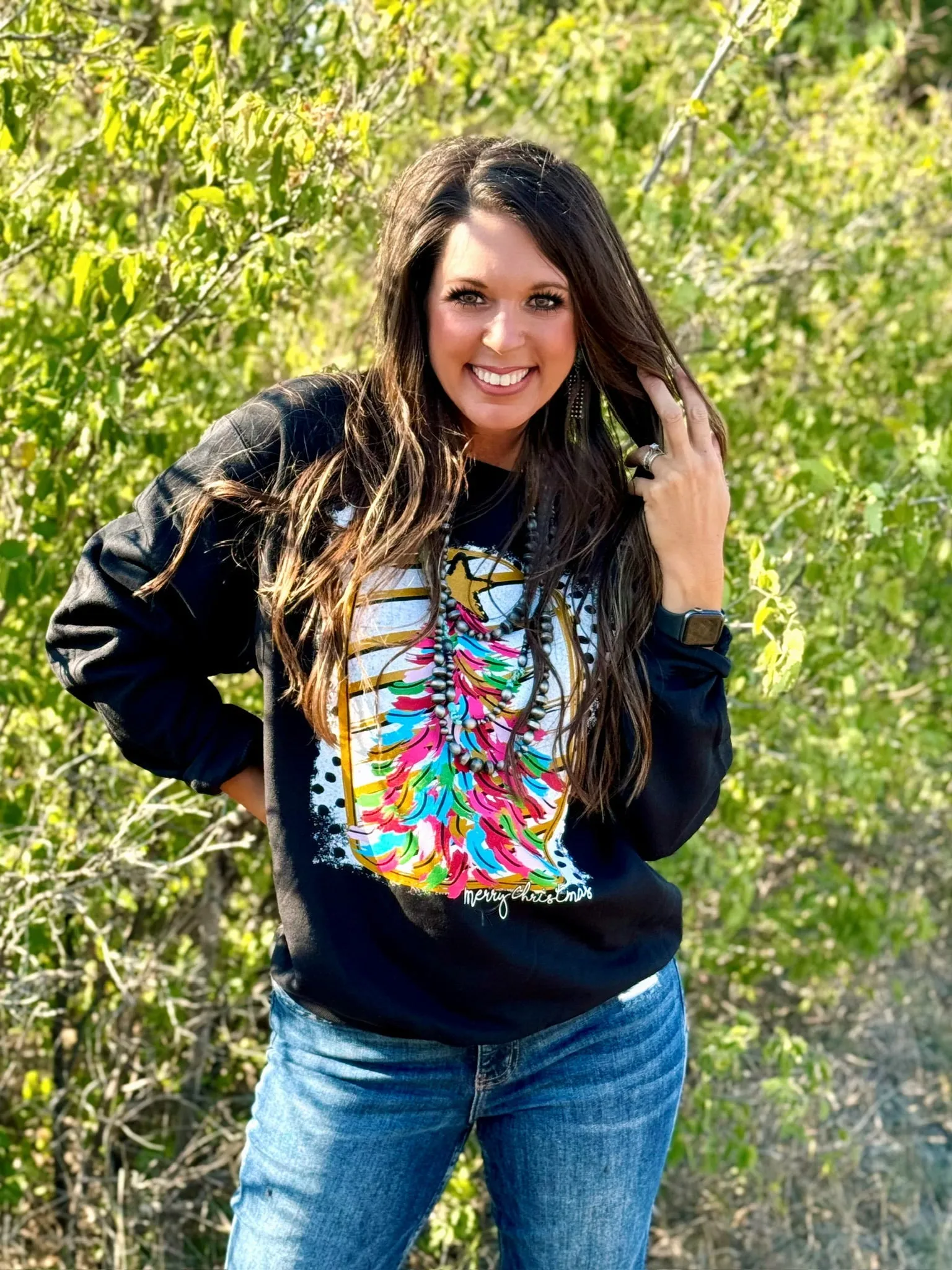 Texas True Threads Paintbrush Christmas Tree Long Sleeve & Sweatshirt